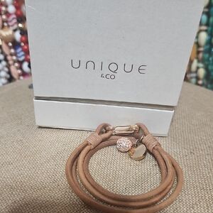 Unique & Co. Natural leather Wrap Bracelet or Necklace 16"